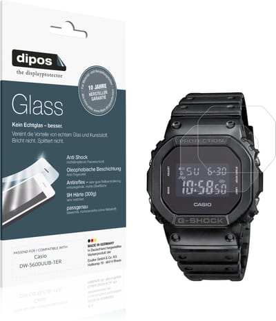 dipos – 2x Matte Pantserfolie geschikt voor Casio DW-5600UUB-1ER | 9H Screenprotector