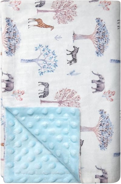 Zachte Kinderen Dekentje 100 x 75 cm met Dotted Achterkant, Perfect als Kraamcadeau, Geschikt voor Wieg, Kinderwagen en Autostoel