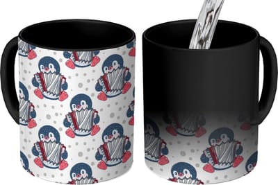 Magische Mok - Foto op Warmte Mokken - Koffiemok - Accordeon - Pinguïn - Patronen - Magic Mok - Beker - 350 ML - Theemok