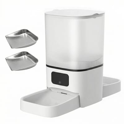 Geargalaxy Automatische Voerbak - Slimme Kattenvoeder - Voederautomaat - Huisdier Voedingsdispenser - Katten Voerbak - 6L - Wit