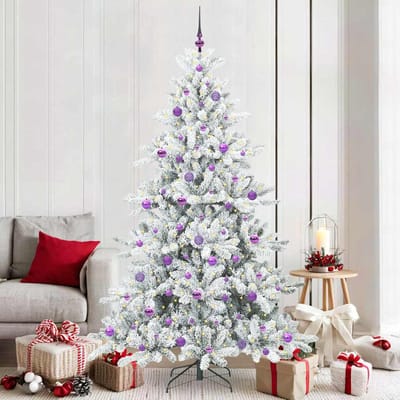 vidaXL - Kunstmatige - Hinged - Kerstboom - Wit - 210 - cm - PVC - en - Staal