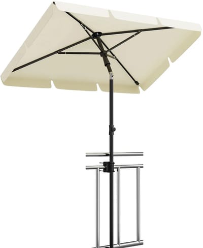 Hutjemutje - terrasparasol - parasol - zonnescherm - tuinparasol - strandparasol - met standaard- winddicht - 200x125cm - beige