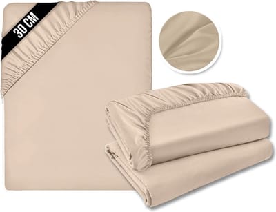 MKSS® Matrasovertrek 180x200 - Hoeslaken - Matrashoes - Super Zacht - Beige