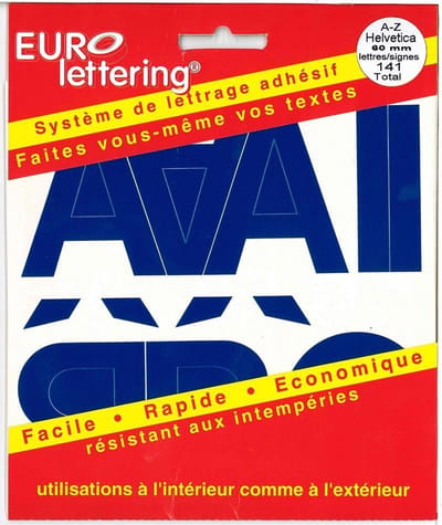 Pickup Helvetica blauw Eurolettering plaklettersboekje - 60 mm letters