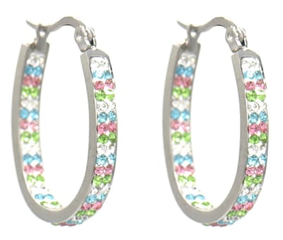 Oorbellen met Kralen - Oorringen RVS - 2,8 cm - Zilverkleurig