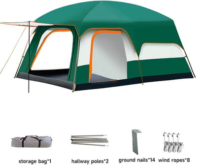 Jently kampeertent - tent - koepeltent - verblijfstent - slaaptent - trekkerstent - zon bestendig - zonnescherm - 2-4 pers - groen
