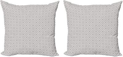 ABAKUHAUS Kussenhoes – Antiek Mozaïek 45x45 cm, Dubbelzijdig Grijs-Wit