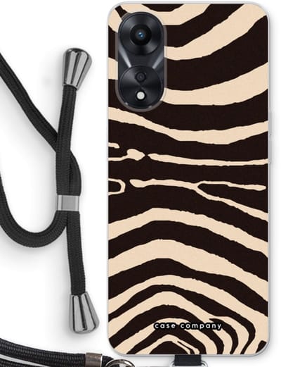 Case Company® - Hoesje met koord geschikt voor Oppo A78 5G hoesje met Koord - Arizona Zebra - Telefoonhoesje met Zwart Koord - Bescherming aan alle Kanten en Over de Schermrand