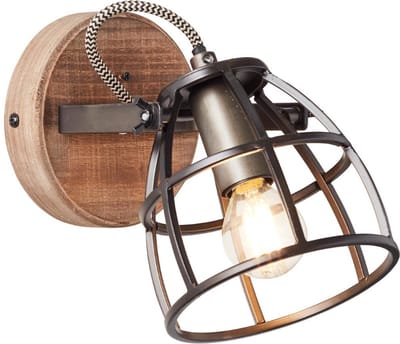 Brilliant Matrix - Plafondspot - E14 max 1x28W - Zwart/Hout