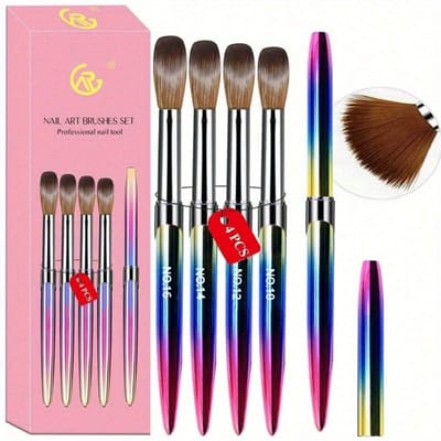 4 Stuks Acryl Nagelborstel Set Acryl Poederborstel Poly Extension Gel Borstel Nagellak Carving Pen voor Vrouwen Thuis Solon Diy Nagelkunst Borstels Nagel Pen roze
