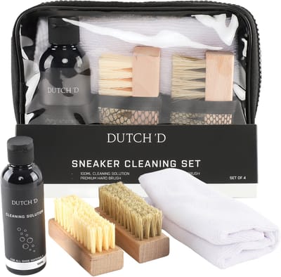 Dutch'D ® Sneaker cleaner - Sneaker Cleaning kit – Schoenen schoonmaak set - Premium 4-in-1 sneaker Schoonmaak set – Veilig voor Leer, Suède & Mesh