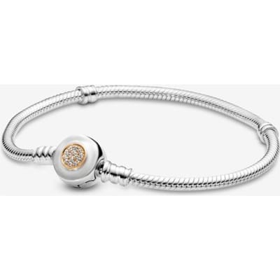 925 Sterling Massief Zilveren Armband Hart Originele Ketting Sprankelende Blauwe Schijf Sluiting Slangenketting Armband Vrouwen Sieraden 21cm white
