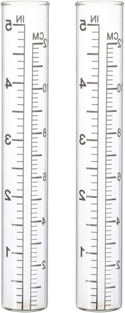 Reserveglas Regenmeter - Neerslagbuis - Neerslag Meten - Hoge Nauwkeurigheid - 2 Stuks 14 cm - Transparant
