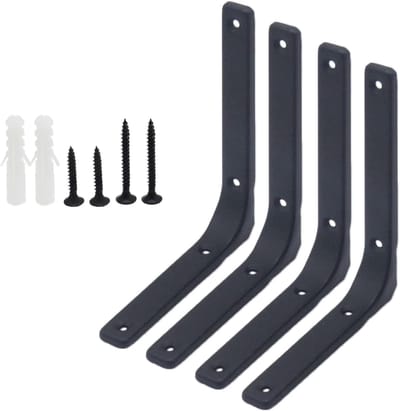 Daity Set van 4 - 15 cm L-vormige beugels - witte L-vormige hoekbeugels voor wandmontage - geschikt voor hout - planken - kasten - driehoekige plankondersteuning van 90 graden.