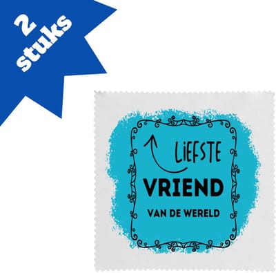 Akyol - liefste vriend van de wereld brillendoekjes - Vriend/vriendin - de liefste vriend - valentijnsdag - verjaardag - cadeautje voor vriendje - kado - geschenk - 17,8 bij 17,8 cm - 2 stuks