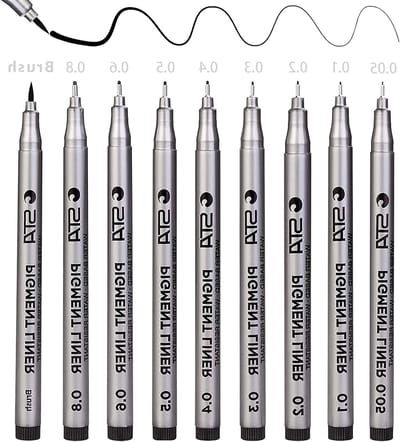 Set van 12 Fineliners in Zwart - Micro Pens voor Tekenen, Scrapbooking en Schoolprojecten, Perfect voor Manga en Documenten
