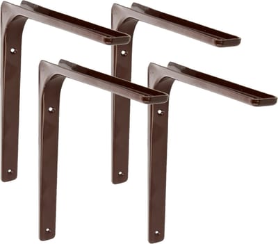 AMIG Plankdrager/planksteun van metaal - 4x - gelakt bruin - H250 x B300 mm - boekenplank steunen