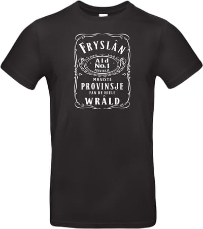 T- shirt zwart met opdruk Jack Fryslân moaiste provinsje fan de hiele wrâld maat S van Shirtmakelaar