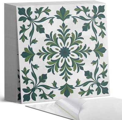 Coloray Plaktegels - Plantenpatroon met ornamenten Zelfklevende Tegels - 20 cm x 20 cm - Groente Plaktegels - 20 stuks - Vierkant PVC Tegels - Plaktegels Badkamer - Plaktegels Vloer - Vinyl Tegels Zelfklevend - Wandtegel Zelfklevend