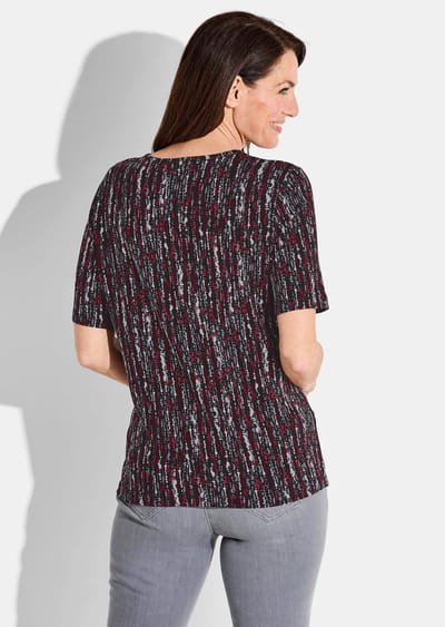 Shirt van viscose-jersey - rood / zwart / wit / gedess. - Gr. 38 van Goldner Fashion