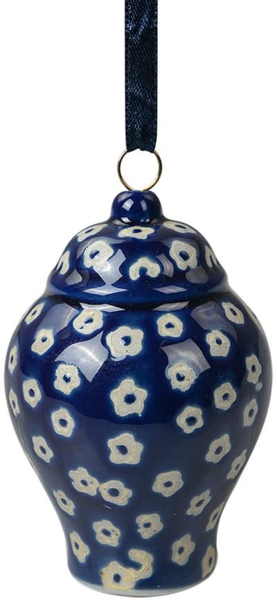 Clayre & Eef Decoratie Hanger Ø 5x8 cm Blauw Keramiek