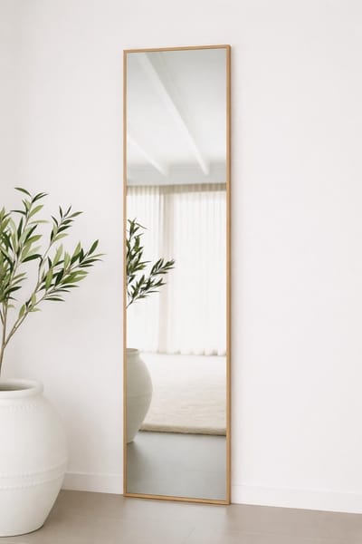 Nordic Style® Rechthoekige spiegel 180x40cm - Naturel Eiken hout - Scandinavische Spiegels - Vierkant - Pas spiegel - Staande spiegel - Kleedkamer spiegel - Pas