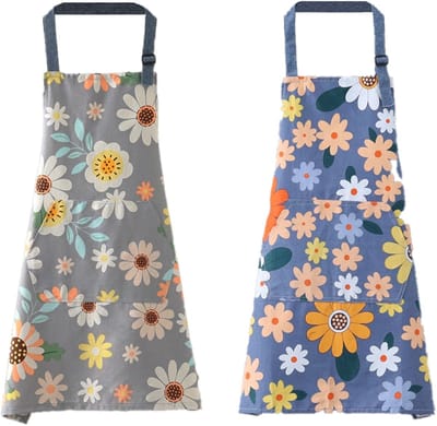 Dailygoods- Schort met zakken - Kookschort Dames - Verstelbare Halsband - Katoenen Keukenschort - Barbecueschort - Perfect Draagcomfort