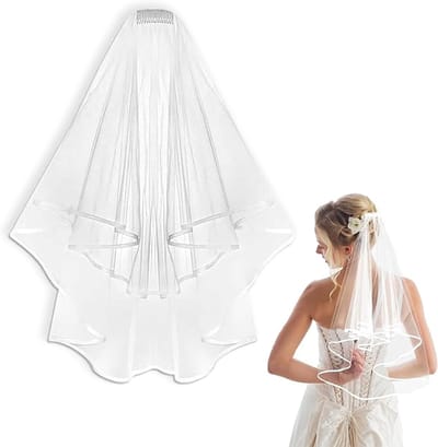 Elegante Bruidsluier van Zacht Tulle voor Bruiloften, Hennaparty's en Verjaardagen, Wit en Stijlvol