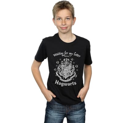 Harry Potter Jongens Wachten Op Mijn Brief Hogwarts Katoenen T-Shirt (Zwart)