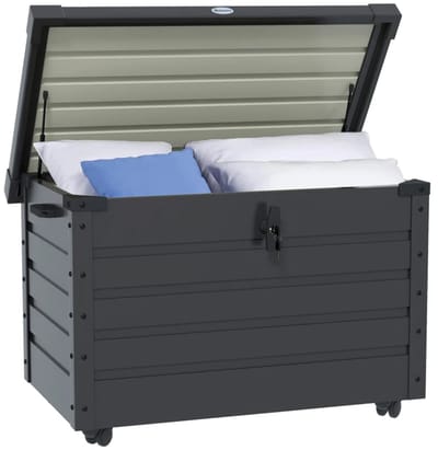 Tuinkist - Opbergbox voor buiten- Tuinbox - Opbergbox met kussen - weerbestendig - 4 wielen - Donkergrijs