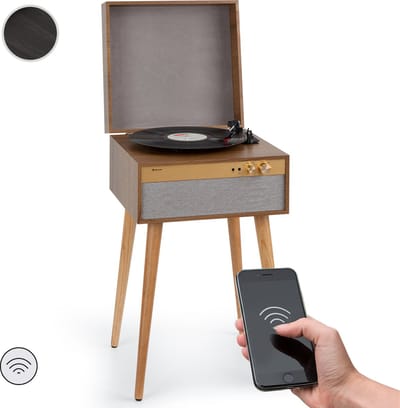 Auna platenspeler, vinylplatenspeler met luidsprekers, home-audio platenspeler, retro vintage bluetooth-platenspeler met zender en ontvanger, stereoluidsprekersysteem met platenspeler