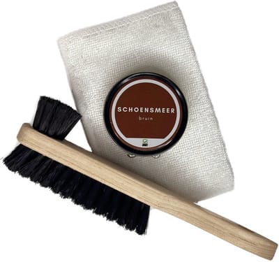 3BMT® Complete Schoenpoets set - Schoensmeer Bruin met Schoenborstel en Schoenpoetsdoek - Schoenen Schoonmaak
