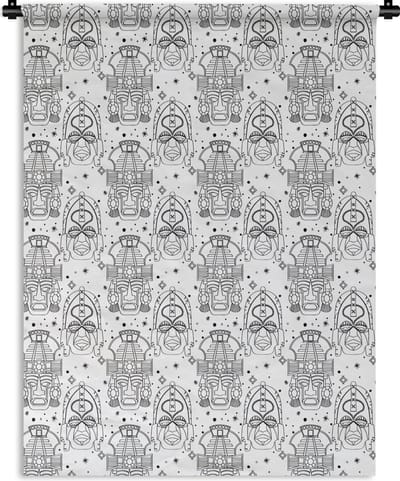 Wandkleed - Wanddoek - Inca - Rituelen - Maskers - Patroon - 150x200 cm - Wandtapijt
