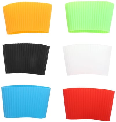 ZEYNOMAX- Bekerafdekking Geïsoleerd - Set van 6 - Antislip Siliconen - Hittebescherming - Geschikt voor Glazen/Keramische Mokken - Afmetingen 8 x 6 x 0,5 cm - Bekerhoes