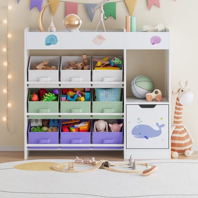 Kinderkast Søndreland open kast 80x90x29,5 cm aqua dream motief [en.casa]