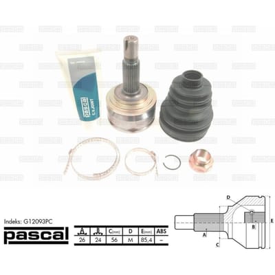 Homokineet reparatie set, aandrijfas PASCAL G12093PC