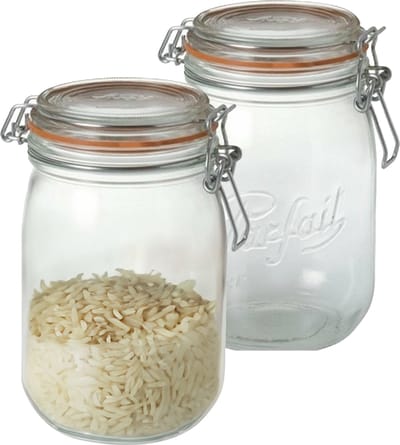 Le Parfait Voorraad/weckpot - 2x - glas - transparant - 17,6 x 8,5 cm - 1 L