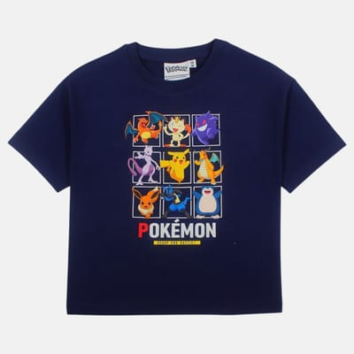 Pokémon T-shirt Donkerblauw - Pikachu, Charizard & Gengar - Maat 98 - 100% katoen