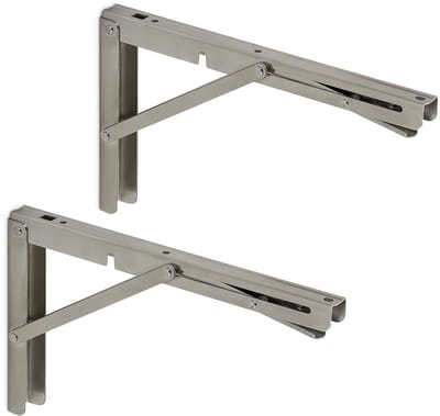 1 paar SOTECH klapconsoles, RVS massief, 300 x 175 mm. Draagvermogen: 150 kg voor zware lasten
