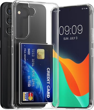 kwmobile telefoonhoesje geschikt voor Samsung Galaxy S22 Plus - hoesje - Case met transparante pasjeshouder - Smartphone cover in transparant