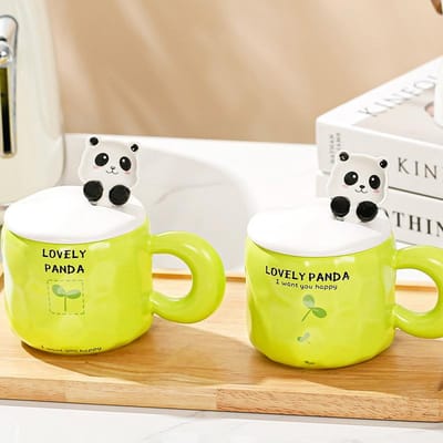 Creatieve Cartoon Keramische Kop Huishoudelijke Waterbeker Grote Capaciteit Koffiekop Meisjes Kantoorbeker Souvenir Mok 450ML white