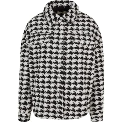 Urban Classics - AOP Sherpa Overshirt Blouse - XXL - Zwart/Wit