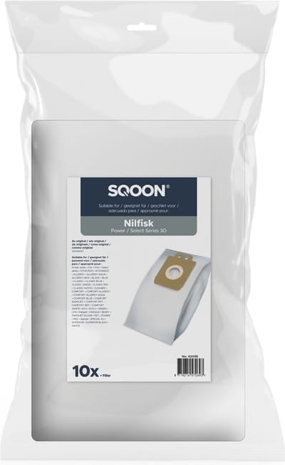 SQOON® Stofzuigerzakken Geschikt voor Nilfisk Power- & Select-series - Vervangt 128389187 / 107407639 - 10 Stuks
