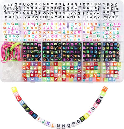 Kralen van Acryl 6 mm Cubes 4 Kleurs met 2 Stijls Koord voor doe-het-zelf Maken Armbanden Kettingen Sieraden