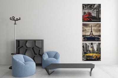 Drieluik Canvas Schilderij Wereldsteden – Londen Parijs en New York - 3x30x30 cm