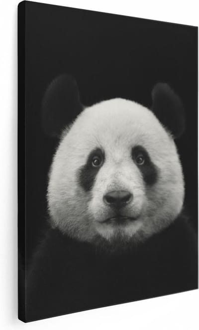 Artaza Canvas Schilderij Dierenkop Panda - 30x40 cm - Klein - Muurdecoratie Woonkamer - Wanddecoratie Dierenhoofd - Kamer Accessoires