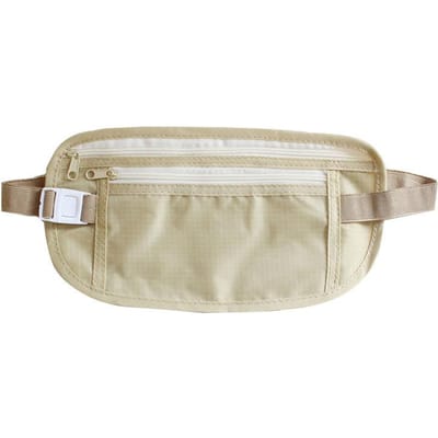 1 pièce Sacs de ceinture de voyage invisibles Poche de ceinture pour passeport Sac banane caché beige
