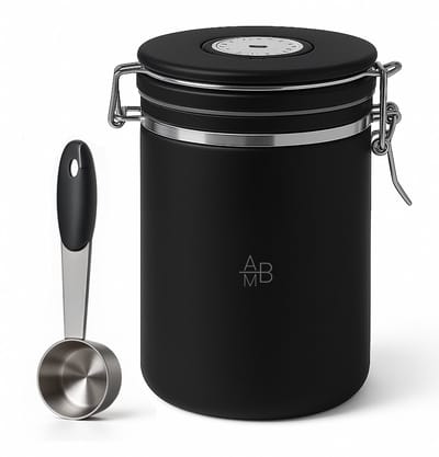 Adore Maison Barista Koffie Voorraadpot 1.5L – Luchtdichte Opslag voor Koffiebonen & Thee – Met Maatlepel – Zwart
