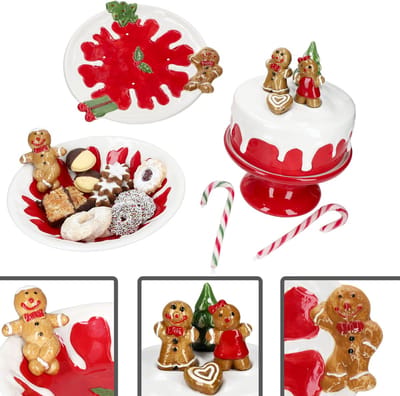 3-delig WEIHNACHTSSTERN-set: 1x taartschaal, 1x taartbord & 1x mini-taartplate op voet van aardewerk - 1x 23000137, 1x 23000161 & 1x 23000176