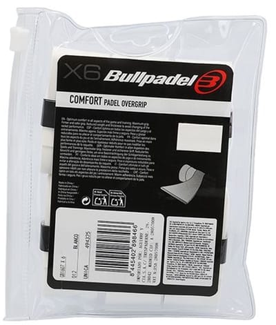 Bullpadel Comfort witte overgrips pack - 6 stuks